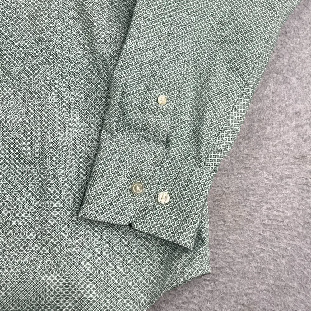 Banana Republic Non Iron Slim Shirt Green Diamond Print Button Up Long Sleeve L